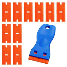Plastic Razor Scraper Tool with 10 Plastic Razor Blades, Car Sticker Remover for Removing Glue Sticker Decals, Scraping Stickers, Labels and Decals