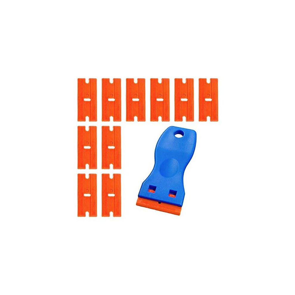Plastic Razor Scraper Tool With 10 Plastic Razor Blades, Car Sticker Remover For Removing Glue Sticker Decals, Scraping Stickers, Labels And Decals 749355142279