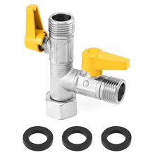 G1/2" 3 Way Diverter Valve Switch Valve, Universal T-Adapter Valve, Brass, Suitable for Kitchen faucets, Bathroom Showers