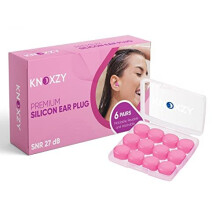 Knoxzy Silicone Ear Plugs - Reusable, Waterproof, 27dB SNR Noise Reduction, Premium Moldable Pink Ear Plugs for Sleep, Travel, Study (Pack of 1)