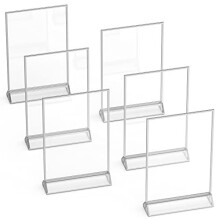 Silver Picture Frames Double Sided A6 - 6 Pack - Acrylic Silver Table Number Holders, Clear Easel Table Stands for Signs, Menu Holder, Photo Frame