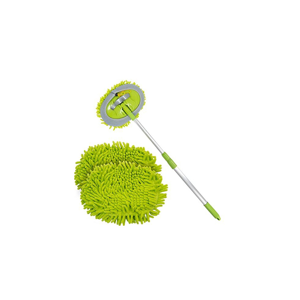 Car Cleaning Brush | Microfibre Mop With Mittens | Car Wash Kit For Cleaning Van Truck Caravan | Scratch Free 2 X Mop Heads | 1 X Extendable Pole 5059059048117