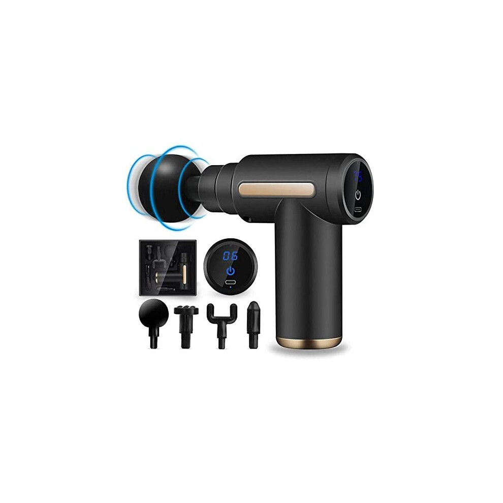 Photos - Massager Massage Gun,Mini Massage Gun Deep Tissue,6 Speeds Percussion Muscle  with 4 Massage Heads 1800mAh Battery Type-C Cha
