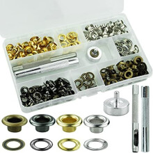 SZCXDKJ Eyelet Punch Kit 120 Sets, 6mm Grommets with Punch Tool & Metal Base - For Fabric, Leather, Clothes, Canvas