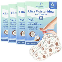 Hydrating Foot Mask for Dry & Cracked Feet - 4 Pack Hydrating Socks for Soft Heels - Intense Moisturizing and Repairing Dry Rough Skin - Foot Spa for
