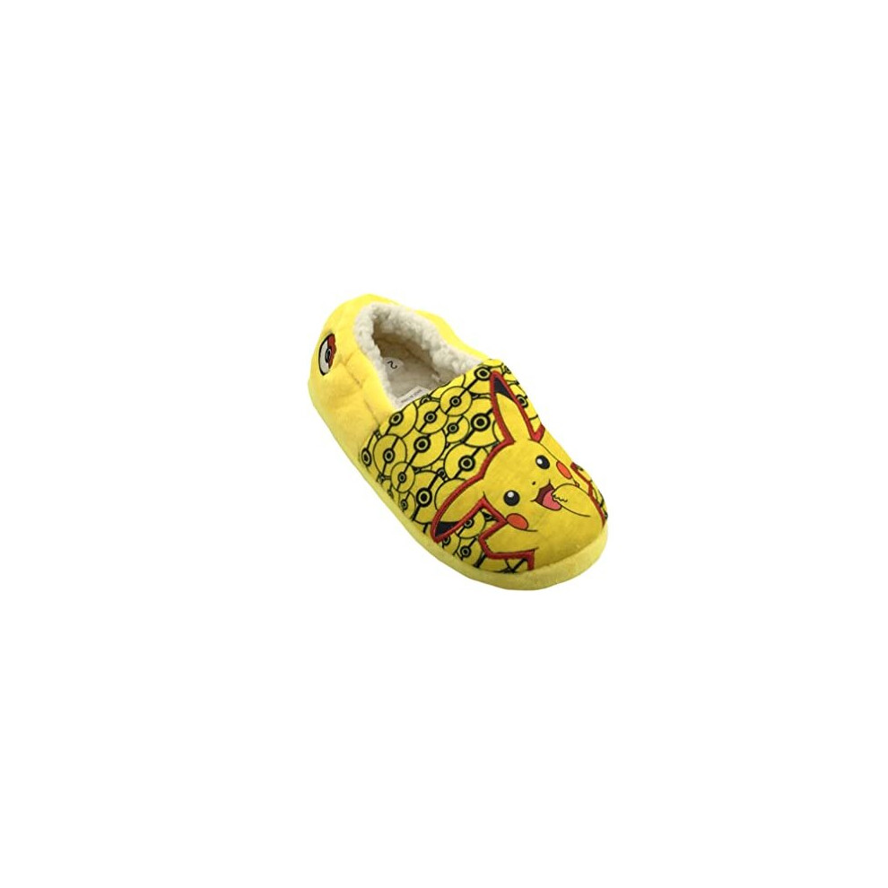 Boys Kids Slippers Pikachu, Yellow, Size 12