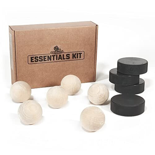 Essentials Kit Wooden Swedish Stickhandling Balls with Hockey Pucks