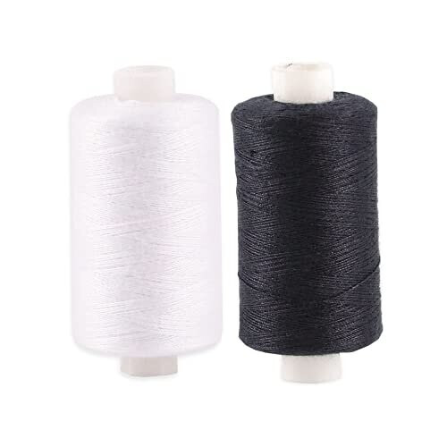 Black and White 500m Sewing Thread, Strong Multipurpose General Application Thread, Perfect for Clothes, attaching Buttons, Repairs. Sewing Machines