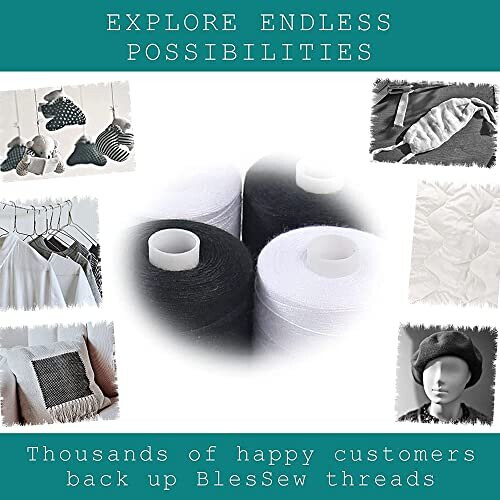 Black and White 500m Sewing Thread, Strong Multipurpose General Application Thread, Perfect for Clothes, attaching Buttons, Repairs. Sewing Machines 2