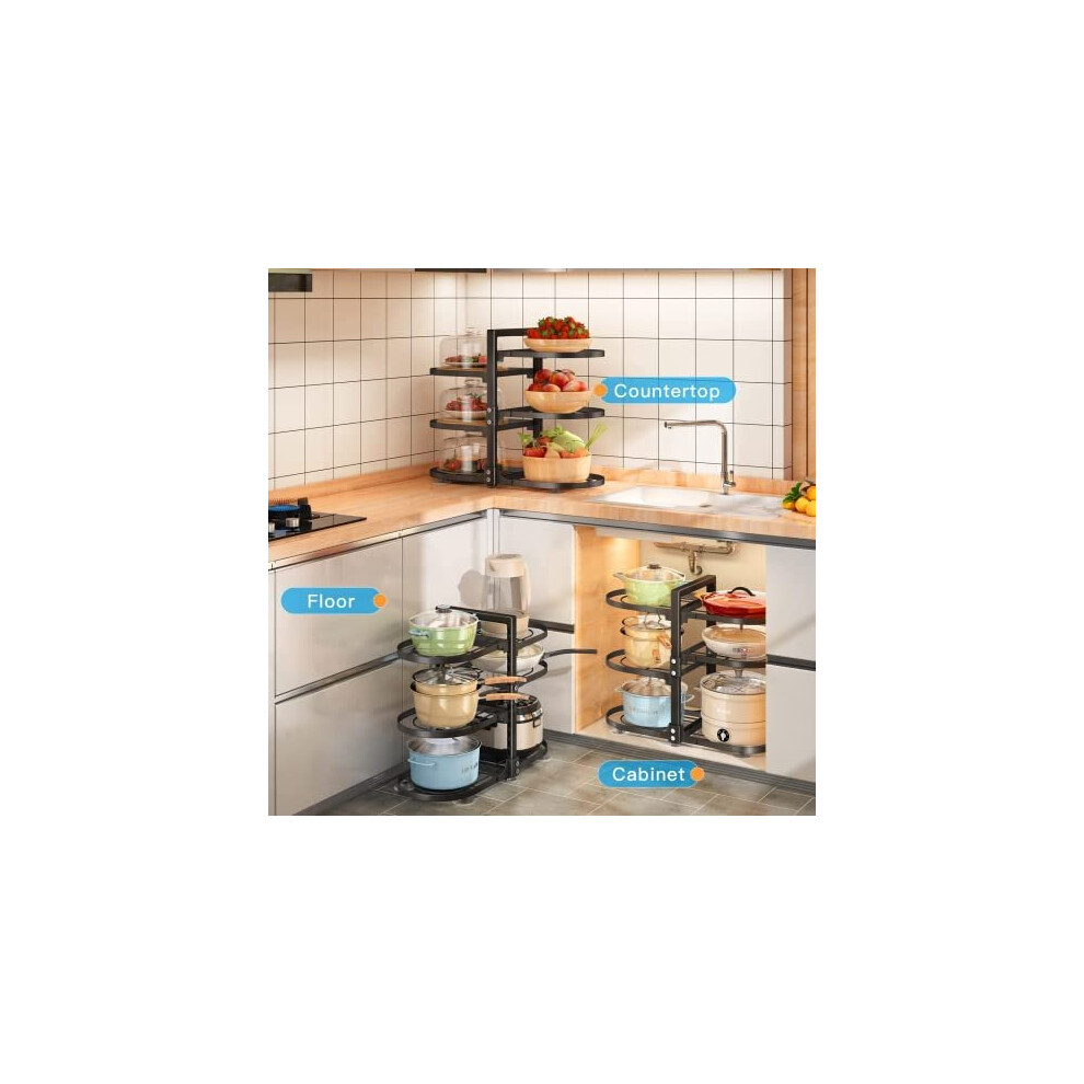 SAYZH Pots and outlet Pans Organizer for Cabinet,6 Tier Snap-on and Adjustable Pan Rack