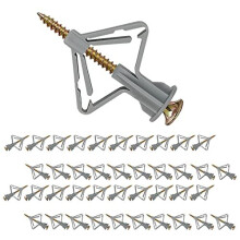 Plasterboard Fixings 40 Sets (80pcs),Drywall Screws and Rawl Plugs, Heavy Duty Anti-Rotational Expansion Tube Assortment Hollow Anchors Kit,Wall Plugs