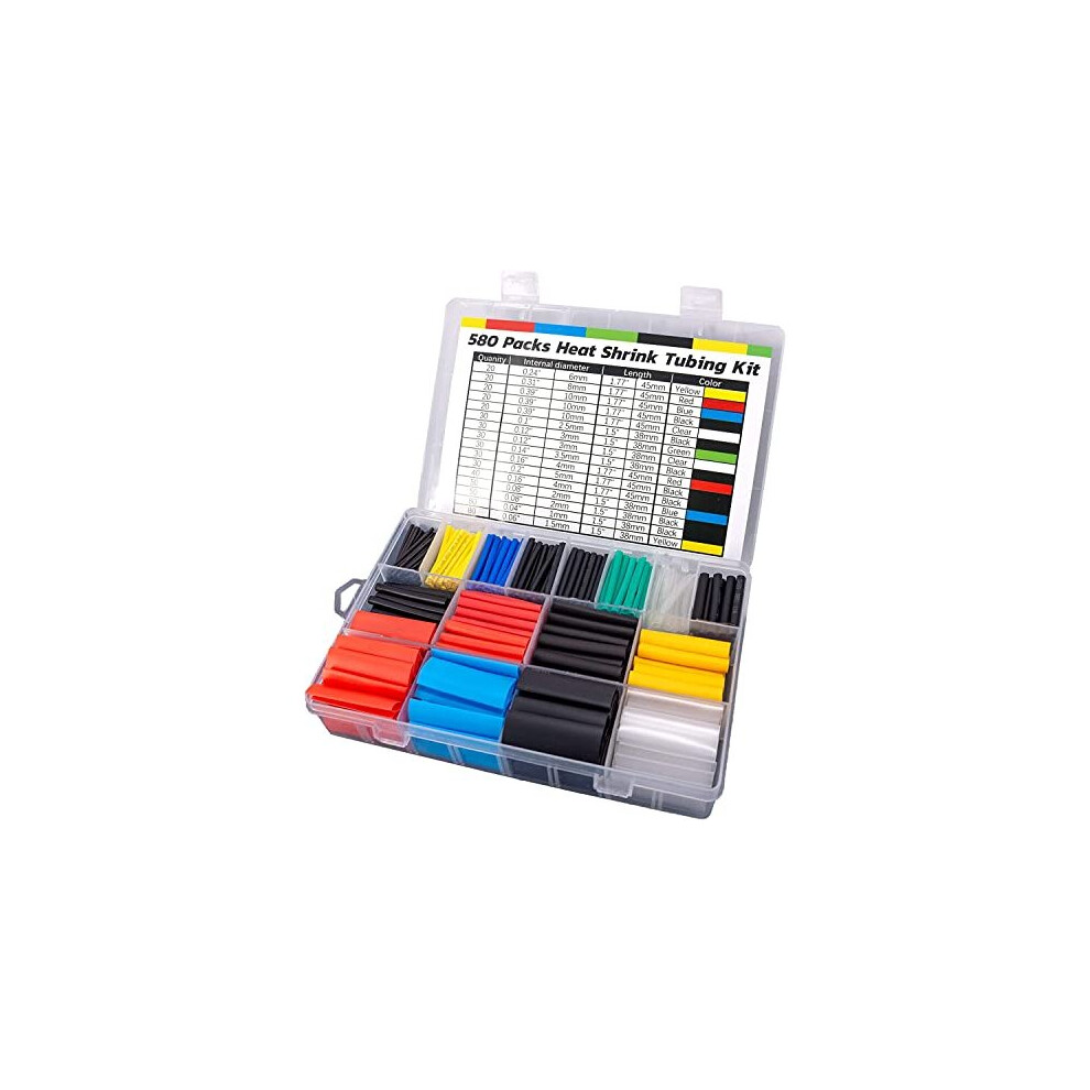 Photos - Electrical Wire & Cable 580 PCS Heat Shrink Tubing Kit, 14 Sizes Color Heat Shrink Tube, Electrical Wire Cable Wrap Sleeving for Wires Repairs Solde
