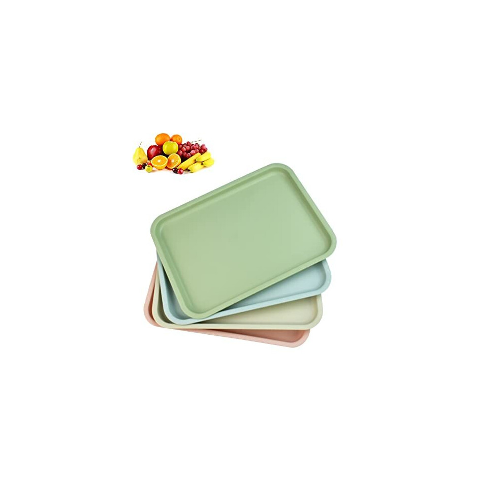 4 Pcs Serving Tray, 14.4x10.5inch Fast Food Trays Large Foodservice Tray Rectangular Tray Plastic Drink Serving Tray Dinner Tray for Serving Drinks,