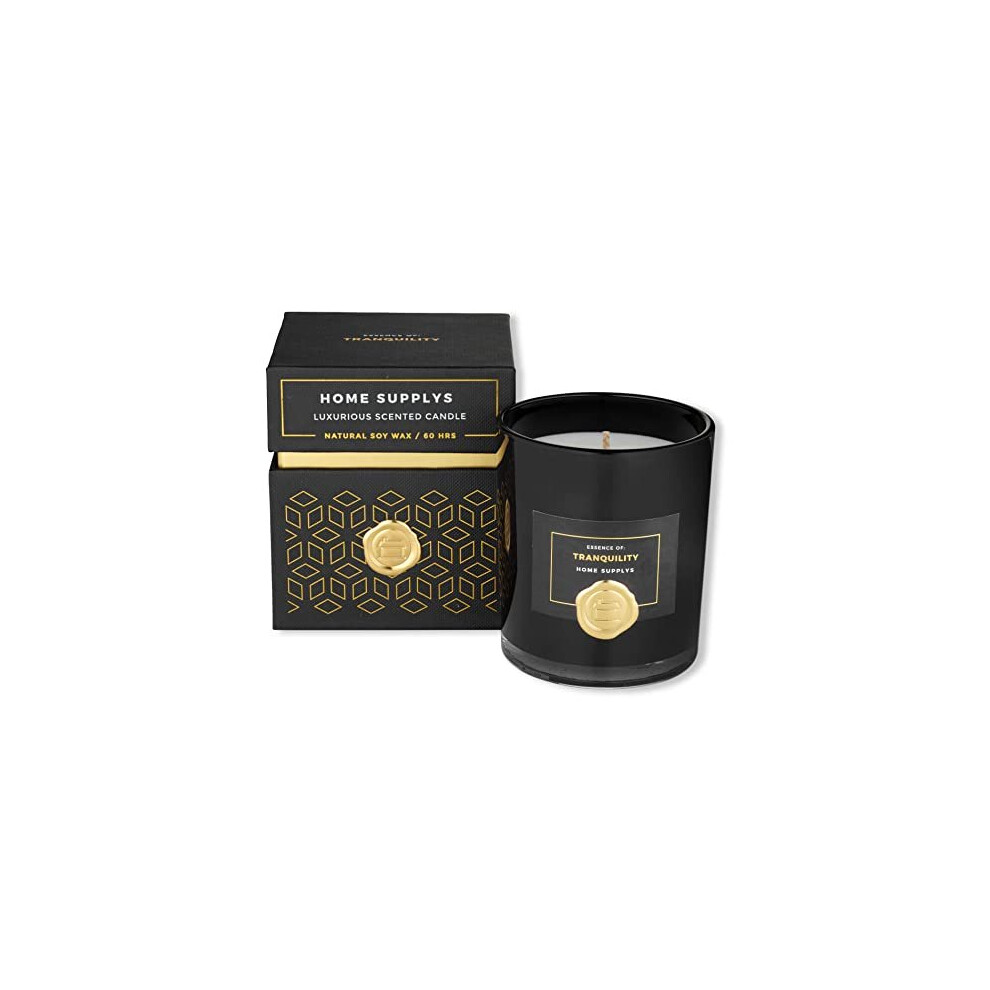 Large Candle Scented Soy Wax 10 oz/ 280 g - Tranquility (Oud/Woods) 60 Hours Long Lasting Luxury Gift | Heavenly Blend of Oud, Fine Roses, Bamboo &