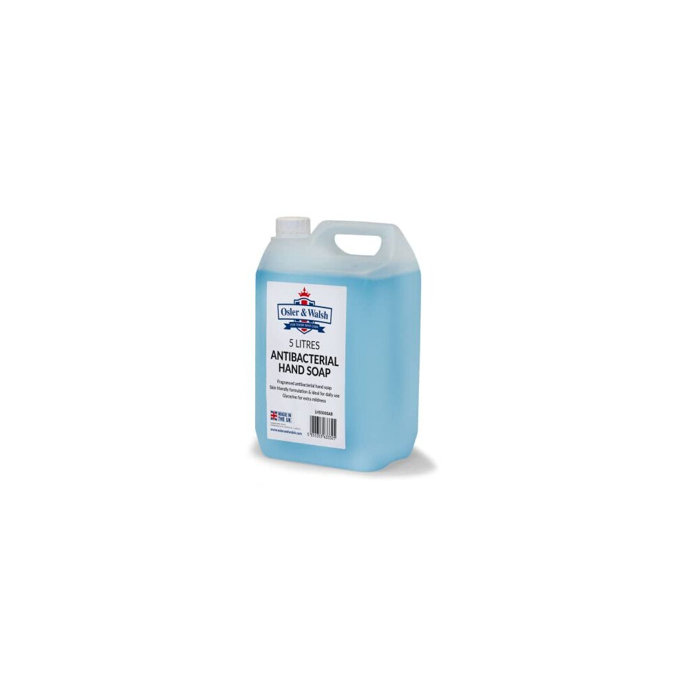 5 Litre refill bottle, Anti-Bacterial Hand Wash for Factory, Home, School, Hydrates & Softens Skin, Chemical-Free, Non-Sticky Liquid Hand Soap