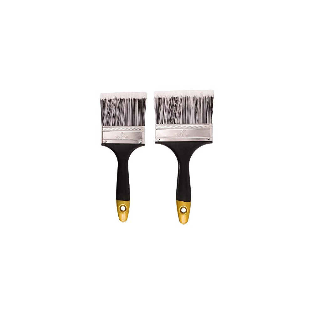 2 Pack 3â and 4â Paint Brushes, Gives A Great Finish with all Paints, Perfect for Walls and Ceilings, Ideal for Cutting in and Painting Large