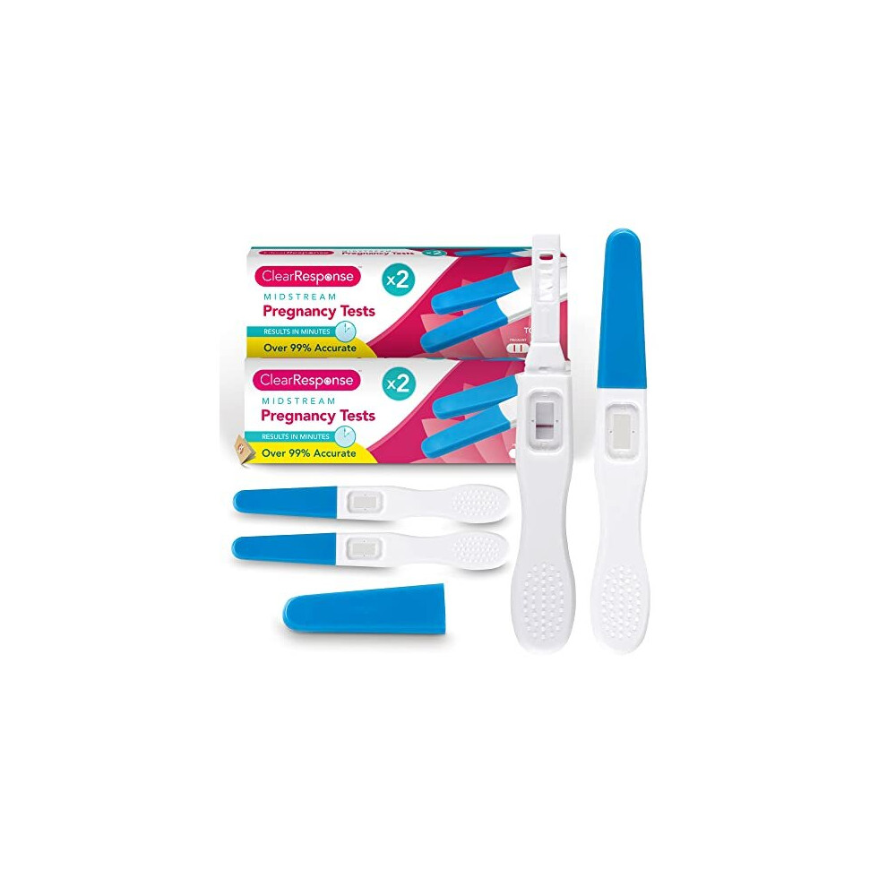 Clear Response Midstream Pregnancy Tests 4pk (2x2pk) | Over 99% Accuracy Early Pregnancy Tests | Early Detection Pregnancy Test | Clear Easy to Read