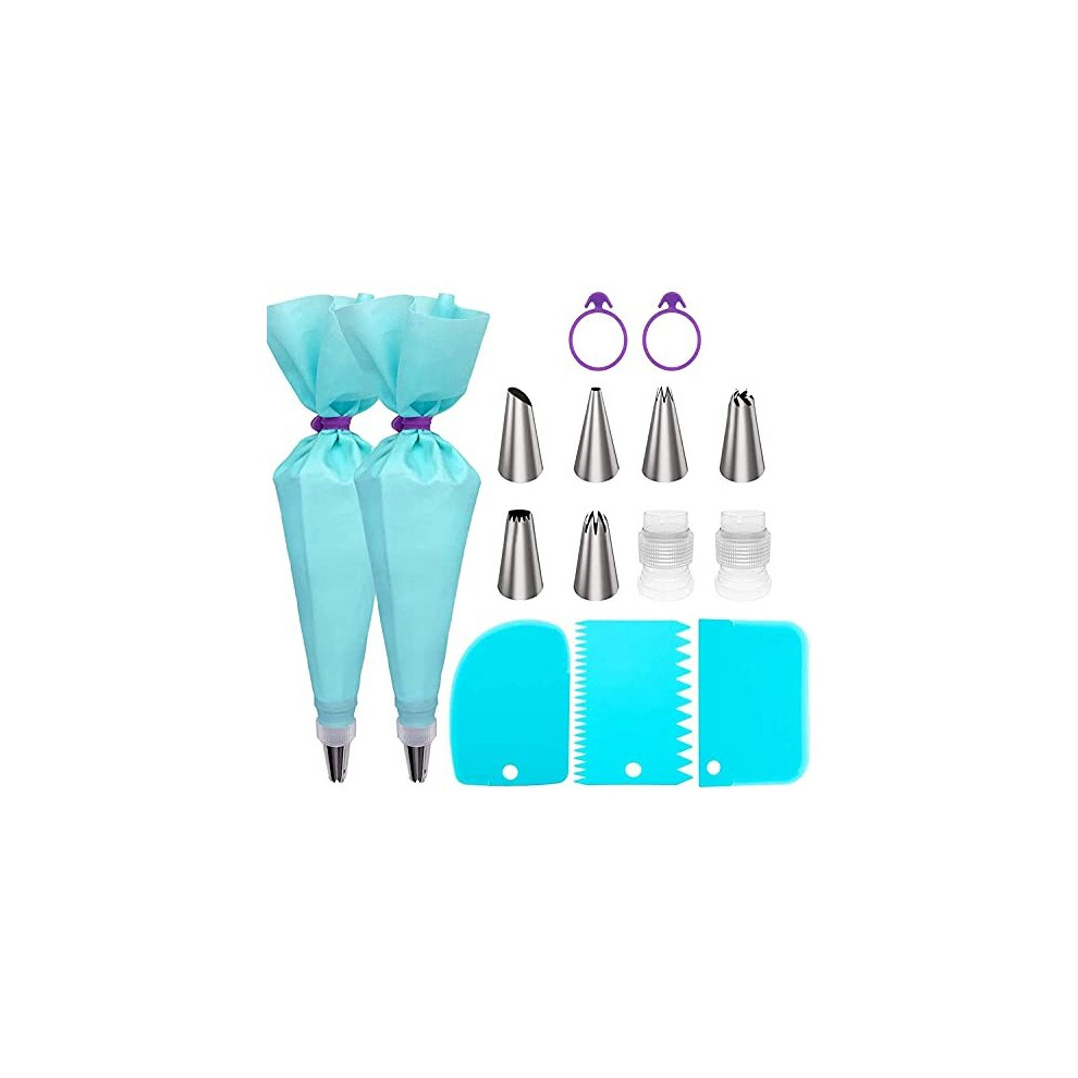Piping Bags and Nozzles Set, Cake Decorating Supplies for Baking with Reusable Pastry Bags and Tips, Standard Converters, Silicone Rings, Cake