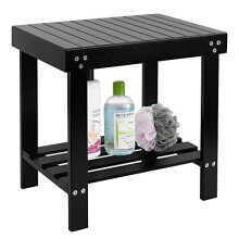 VAEFAE BAMBOO SPA PANCHE SCOOL SCOOL STOOL ROSSO RESTA CON Scaffale di stoccaggio a fogli mobili per asciugamano shampoo Works in bagno/soggiorno/cam