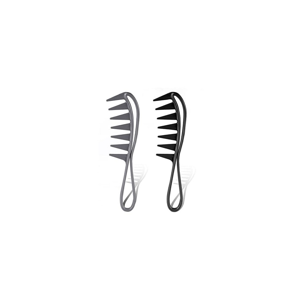 2Pcs Wide Tooth Comb, Large Tooth Combs Wide Tooth Curl Comb Shark Teeth Hair Hairstyle Tool for Curly Wet Wavy Thick Hair Wigs Barber Salon, Women