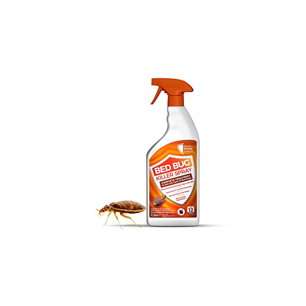 Bed Bug Killer Spray | 1 Litre | Complete Treatment to End Life Cycle of Bed Bugs, Eggs, Nymphs | Safe to Use On Mattresses, Bedding & Carpets | Non