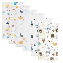 Baby Muslin Cloths Muslin Squares 6Pack - Burp Cloths hanky Washcloths 100% Cotton Super Soft and Absorbent Large 20''x10'' Newborn Essentials for