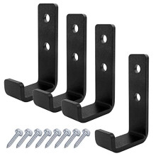 4 PCS Heavy Duty Steel J Hooks Utility Black Hook for Hanging Home Office Gym Sports Equipment Barbells & Garage Storage Bulky Item Tool Organization,