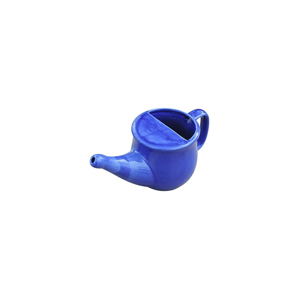 Ancientimpex Ceramic Neti Pot, Spill Proof For Nasal Cleaning, Microwave Safe - Blue Color