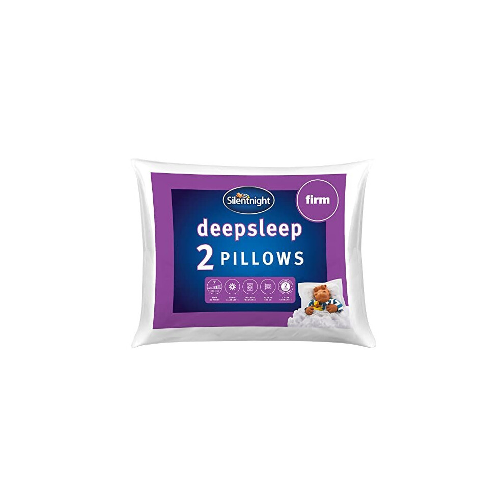 Silentnight Deep Sleep Pillow 2 Pack - Firm Support Pillows With Foam Core For Firmer Support Ideal For Back And Side Sleepers - Hypoallergenic And Machine
