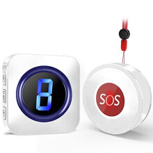 Wireless Caregiver Pager, SOS Call Button Suresafe Personal Alarms for Elderly, 1,000ft Long Range Buzzer Call Bell, Panic Alarm Button with 55