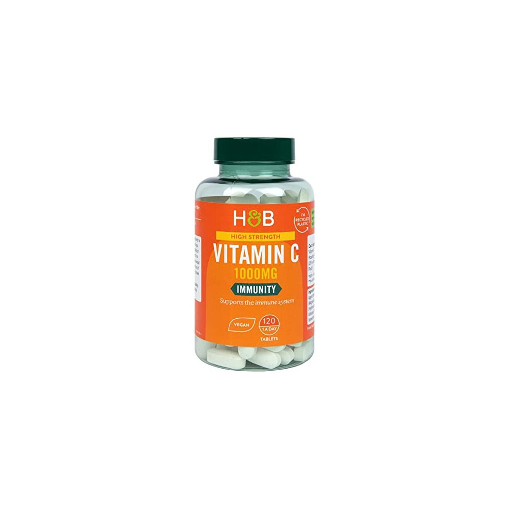 Holland & Barrett Vitamin C 1000Mg - High Strength Vegan Ascorbic Acid - 120 Tablets (4 Months Supply)