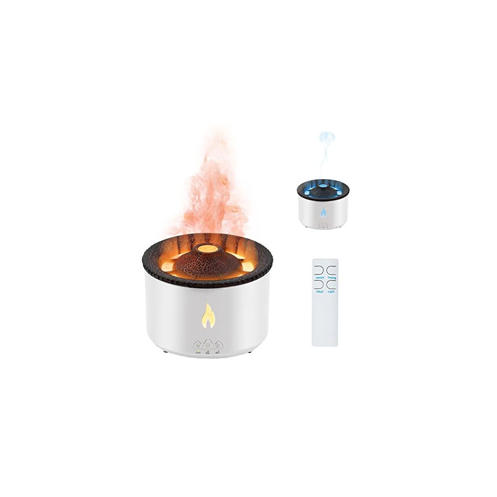 Volcano Humidifier with Jellyfish Mist, Flame Diffuser for Bedroom with Flame Night Light & Remote Control for Bedroom