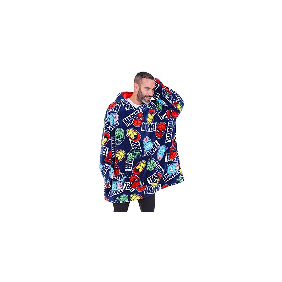 Avengers Mens Hoodie, Oversized Fleece Blanket Hoodie Blue