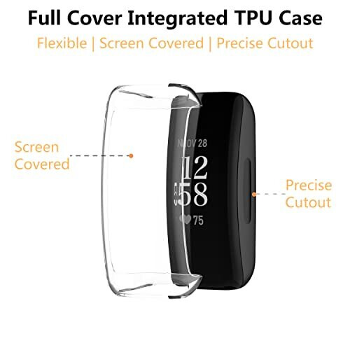 2-Pack Cases Compatible with Fitbit Inspire 3 Case And Inspire 2 Case,Flexible TPU Full Cover Shell Shockproof Scratch-Proof Protector Case,2-Pack 2