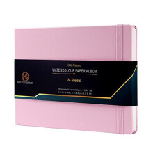 A5 Watercolour Pad Cold Pressed Sketch Book Leatherette Cover Hardcover Glue Binding Paper Album 140lb (300gsm) 100% Cotton Ivory Colour Paper