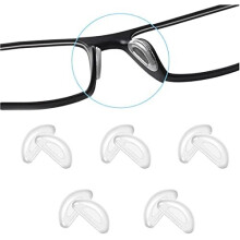 Adhesive Eye Glasses Nose Pads, D Shape Anti-Slip Adhesive Stick on Nose Pads,Soft Silicone for Glasses, Eyeglasses and Sunglasses, 2mm,White,5 Pairs
