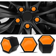Set of 20pcs Car Wheel Nut Caps Bolt Cover 19mm Universal with Removal Tool Orange LC 39