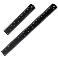 Metal Ruler 30cm 15cm, 2 Pack Long Shatterproof Rulers Black Straight Aluminum Alloy Metal Rule for School Office Engineering