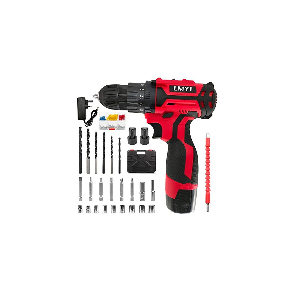 Cordless Drill Driver, 12V Combi Drill, 31PCS Electric Screw Driver Set, 30Nm Variable Speed Multifunctional Rechargeable Power Drill Screwdriver Tool