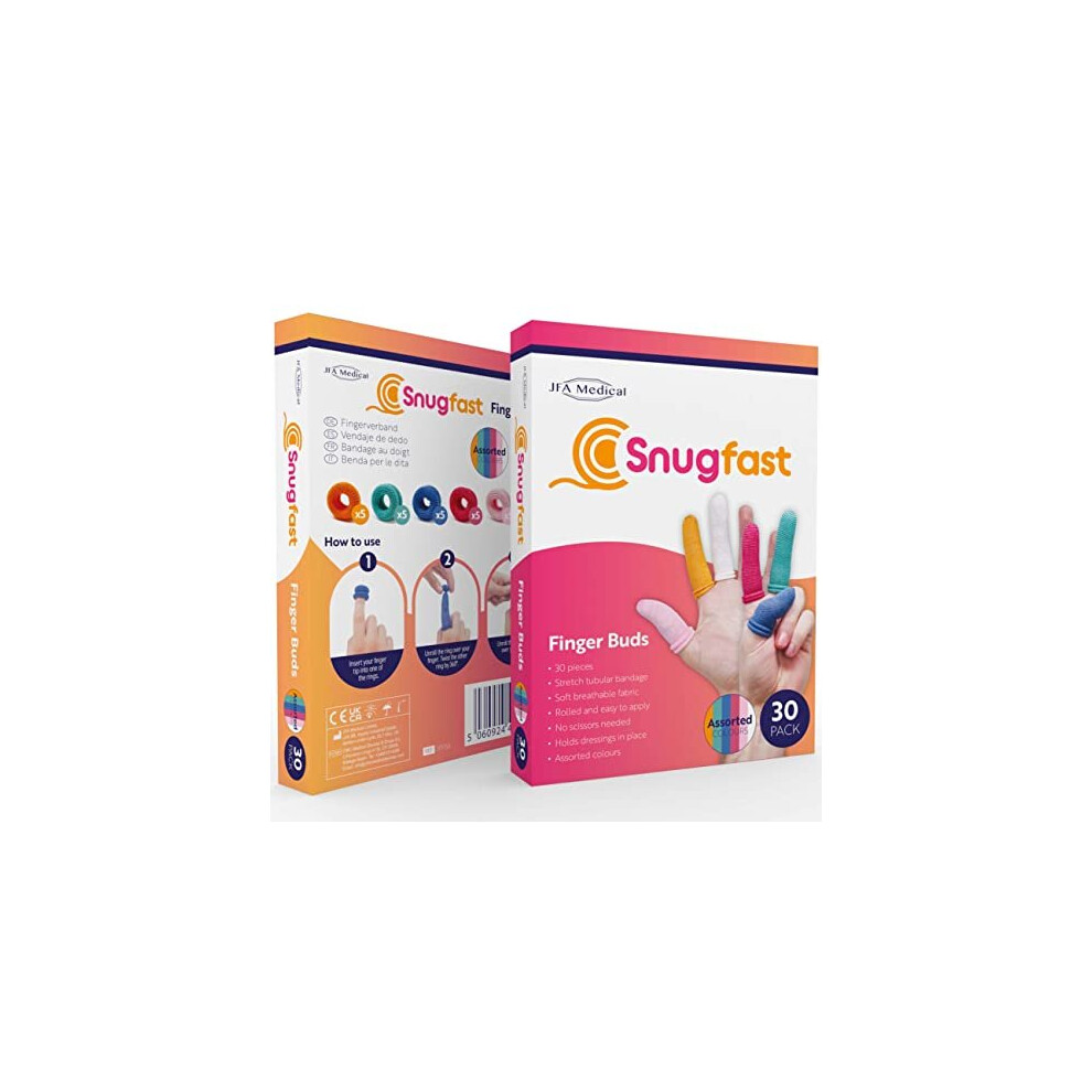 Snugfast Pack Of 30 Assorted Colour Finger Cots Buddies Tubular Bandage Dressings
