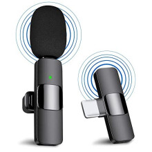 Professional Wireless Lavalier Microphone for Android Phones Tablets Laptops with USB C Port, Wireless Clip-on Mic, Plug-Play Wireless Microphone -