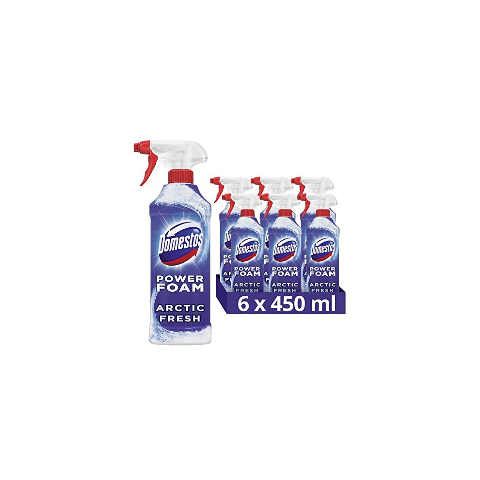 Power Foam Arctic Fresh bleach-free toilet & bathroom cleaner upside down spray - Eliminates 99.99%* of germs - 6 x 450 ml