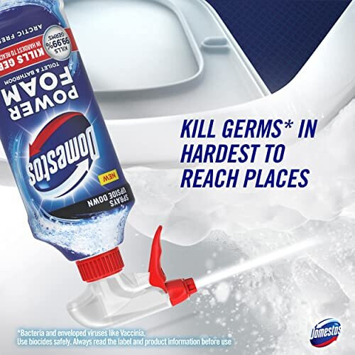 Domestos Power Foam Arctic Fresh bleach-free toilet & bathroom cleaner upside down spray - Eliminates 99.99%* of germs - 6 x 450 ml 2
