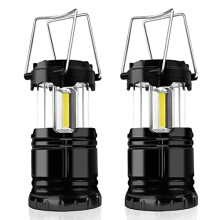 Jsdoin ADLQ80565 2-Pack LED Camping Lanterns, Battery-Operated with Foldable Hook, IPX4 Waterproof Tent Lights for Camping, Hiking, Emergency