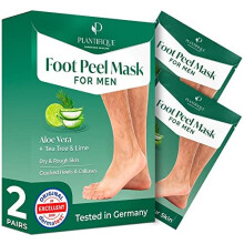 Foot Peel Mask for Men by Plantifique - 2 Pack Peeling Foot Mask Dermatologically Tested - Repairs Cracked Heels & Removes Dry Dead Skin for Soft Baby