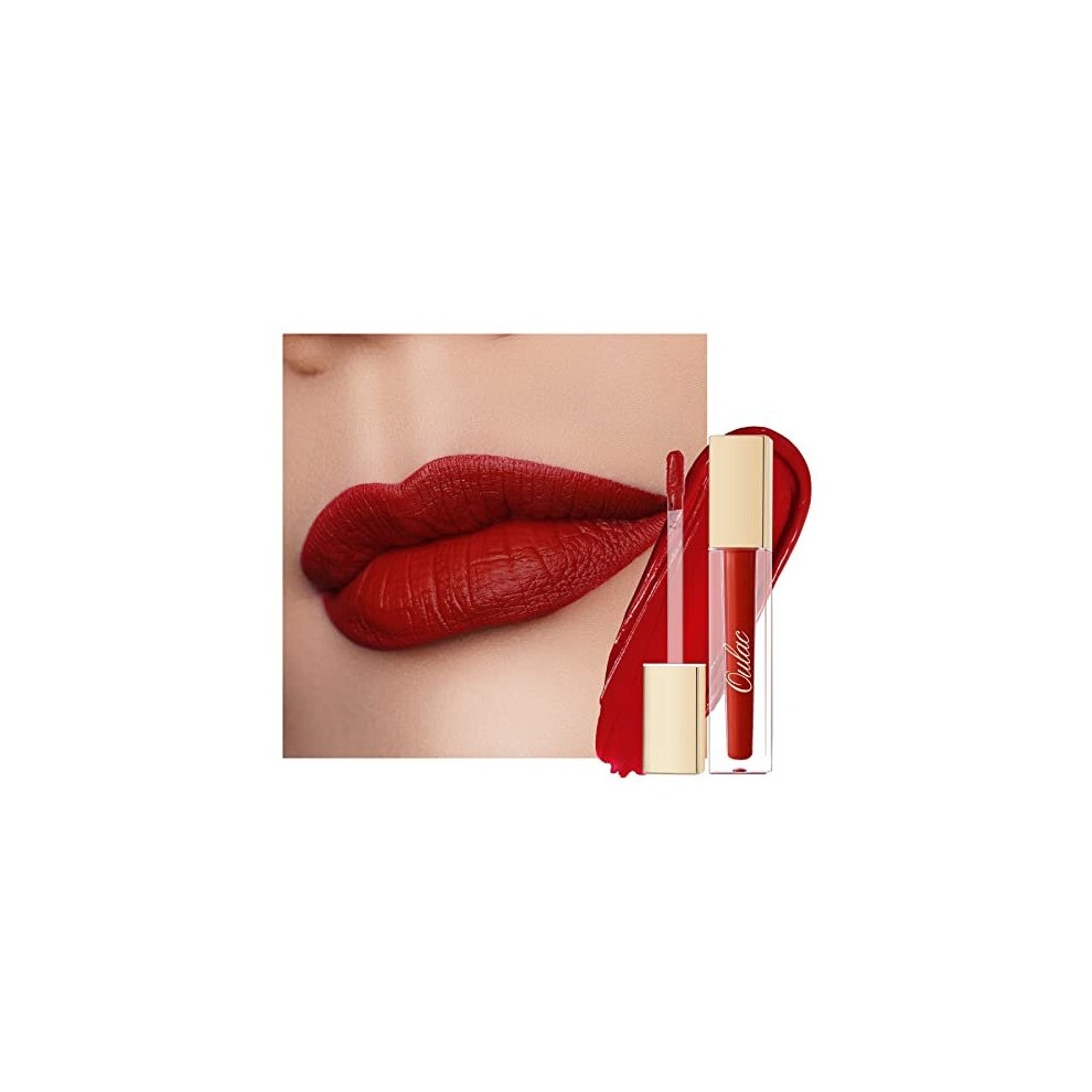 Oulac Red Matte Liquid Lipstick For Women, Highly Pigmented Creamy Matte Lip Gloss,Rich Colour Formula With Vitamin E & Rose Oil, Waterproof, Long