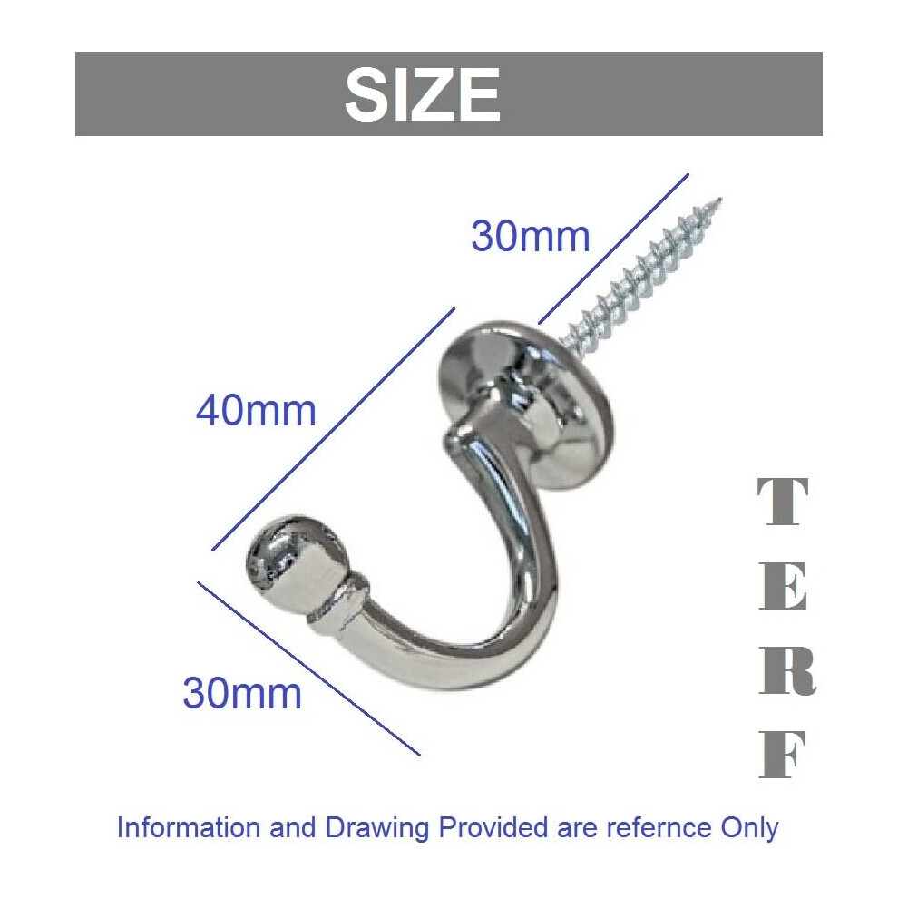 TERF Traditional Type Polished Chrome Curtain Drapery Hold Back Tie Back  Hooks Ball End Hooks Shower Window Wall Mounted Curtain Tie Back Screw for  on OnBuy