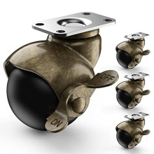 50mm Ball Castor Wheel Antique Furniture Castors Swivel Castor Wheels for Furniture Brass Castors with Safety Brake Total Capacity 200KG (pack of 4)
