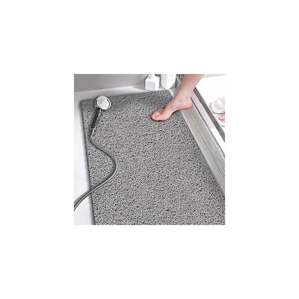 Loofah Shower Mat for Bathtub, Bath Mat Non Slip Anti Mould Antibacterial Soft PVC Bath Mat for Bathroom Wet Shower Areas (Grey)(40 * 100cm)
