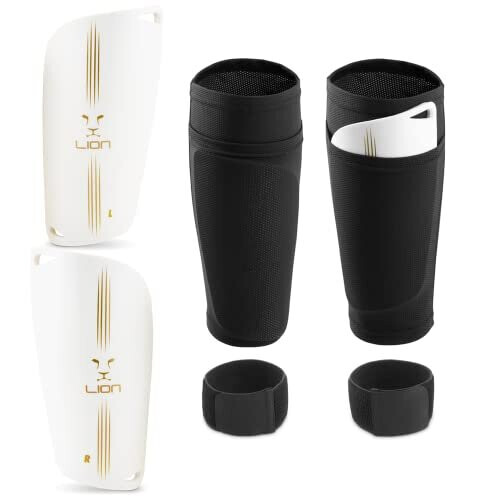 Football Shin Pads / Guards for Kids, Teens & Adults, boys & girls. 3 in 1  - Sleeve Pocket, Guard & Strap (Large) on OnBuy